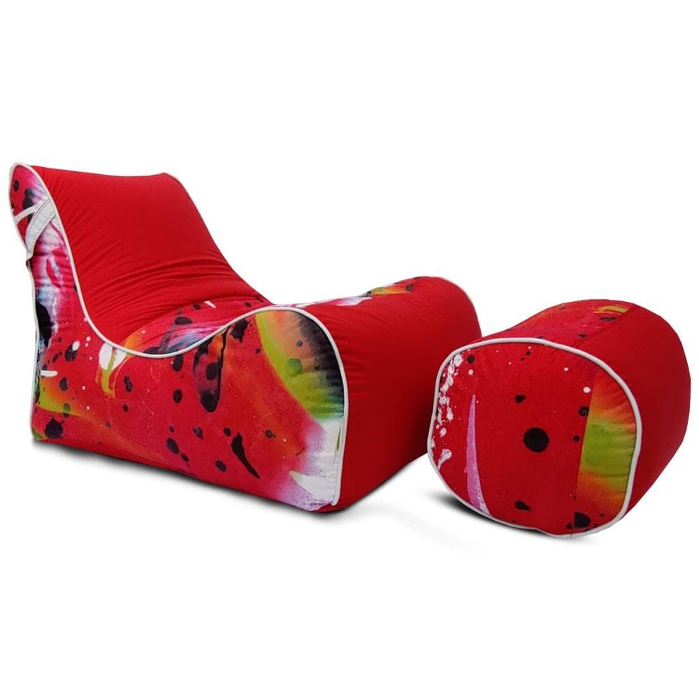 Digital Printed Large Lounger Bean Bag with Stool - Home Decor Chairs Matching Furniture grand sofa beans bag - Relaxsit