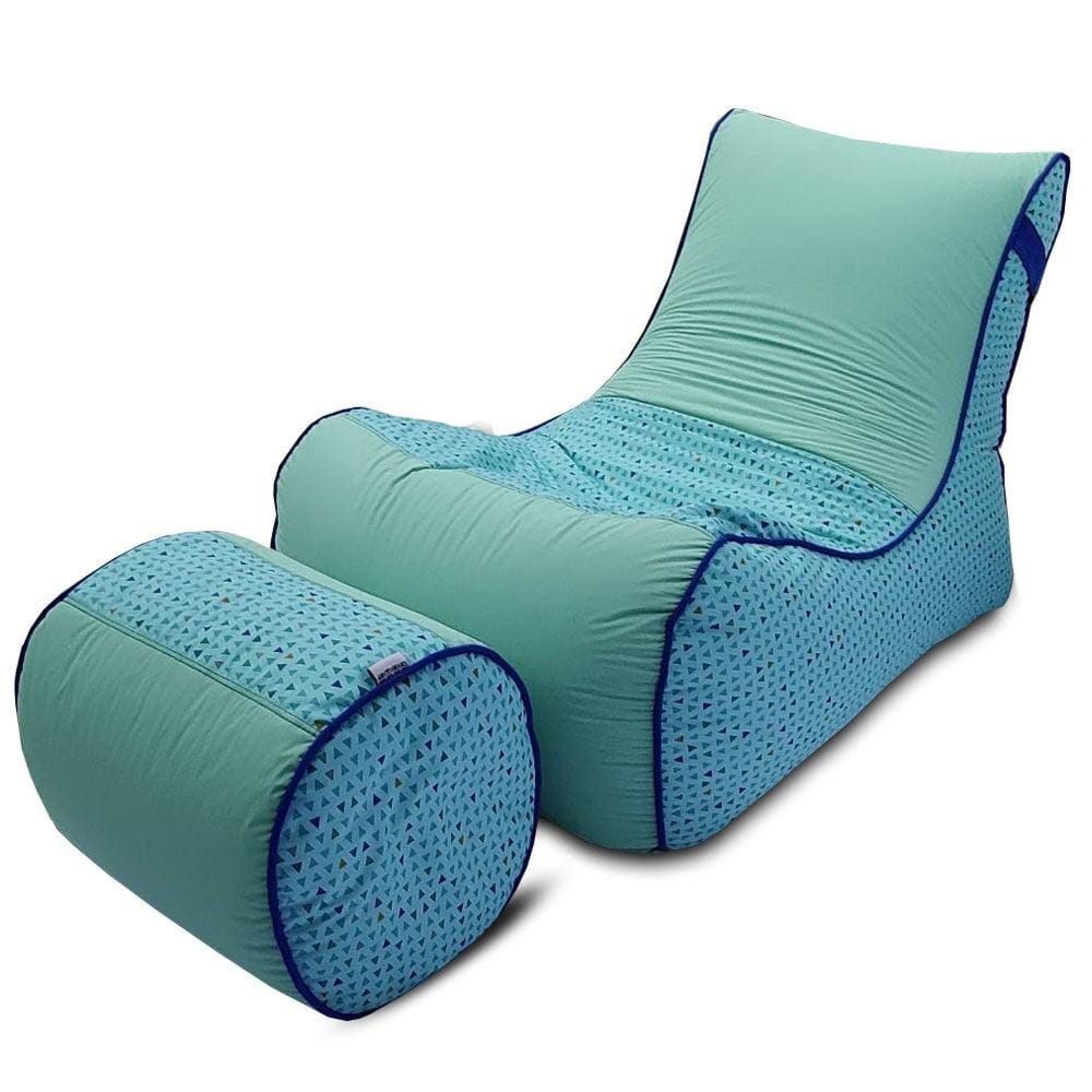 Digital Printed Large Lounger Bean Bag with Stool - Home Decor Chairs Matching Furniture grand sofa beans bag - Relaxsit