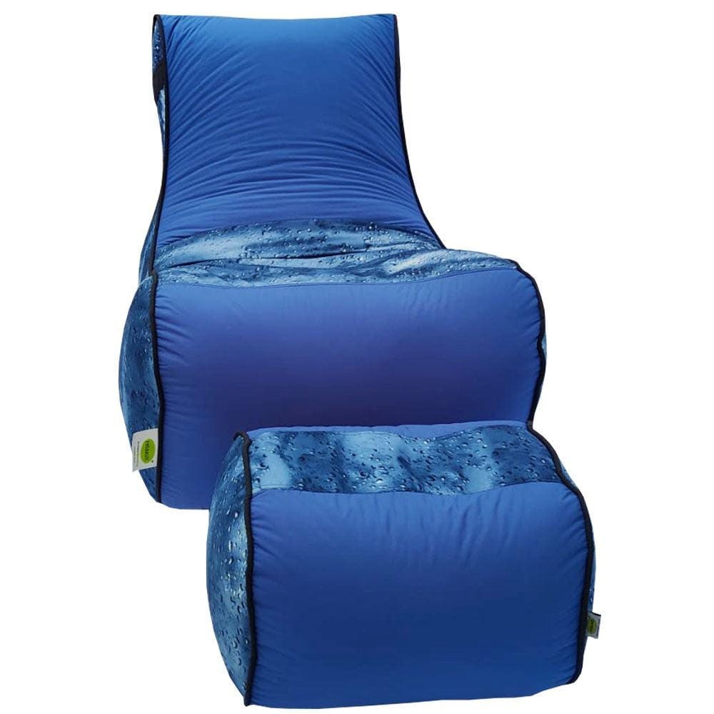 Digital Printed Large Lounger Bean Bag with Stool - Home Decor Chairs Matching Furniture grand sofa beans bag - Relaxsit