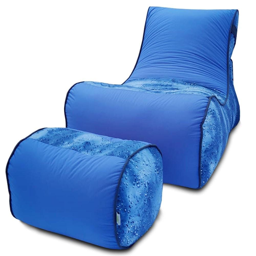 Digital Printed Large Lounger Bean Bag with Stool - Home Decor Chairs Matching Furniture grand sofa beans bag - Relaxsit
