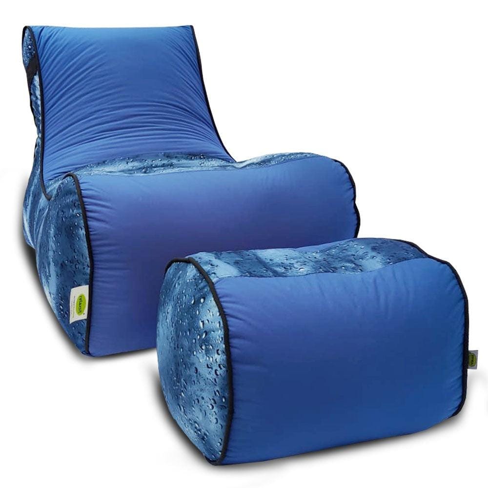 Digital Printed Large Lounger Bean Bag with Stool - Home Decor Chairs Matching Furniture grand sofa beans bag - Relaxsit