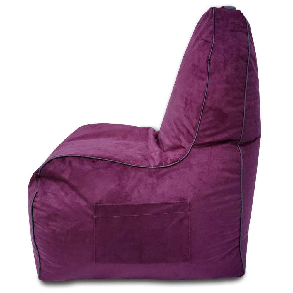 Suede Leather Bean Bag with Side Pocket for Controllers Headset Holder Ergonomically Designed - Relaxsit