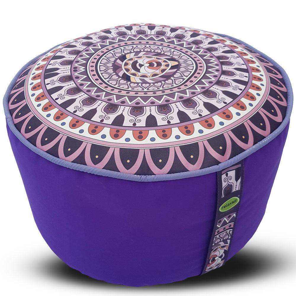 Relaxsit Bean Bag Stool – Traditional Round Footstool – Versatile Ottoman-style Footrest and Table Top – Dim. 45x45xH30cm - Relaxsit