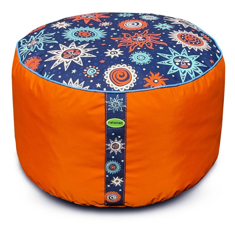 Relaxsit Bean Bag Stool – Traditional Round Footstool – Versatile Ottoman-style Footrest and Table Top – Dim. 45x45xH30cm - Relaxsit