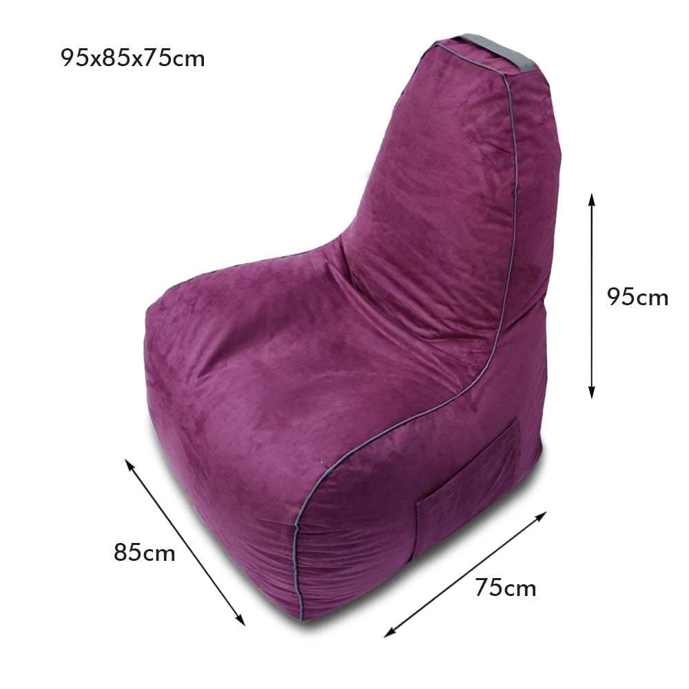 Suede Leather Bean Bag with Side Pocket for Controllers Headset Holder Ergonomically Designed - Relaxsit