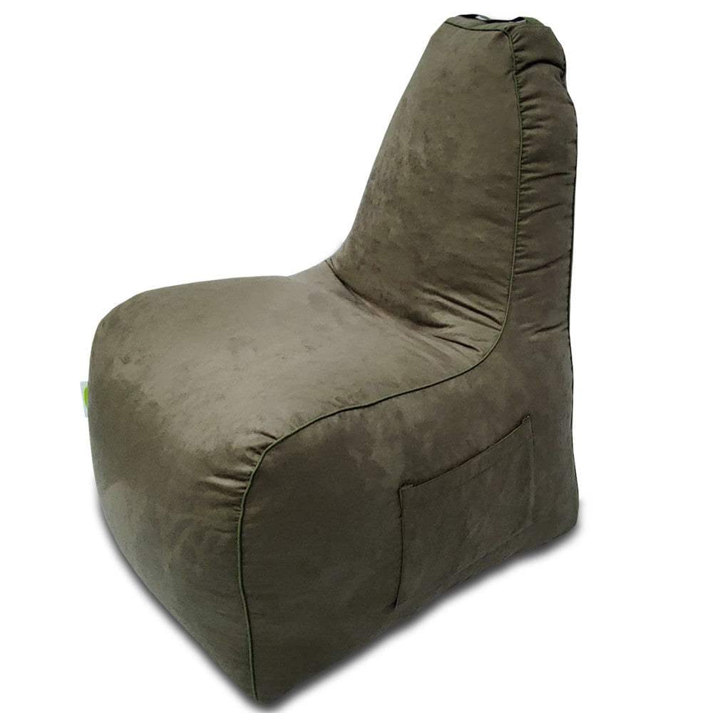 Suede Leather Bean Bag with Side Pocket for Controllers Headset Holder Ergonomically Designed - Relaxsit