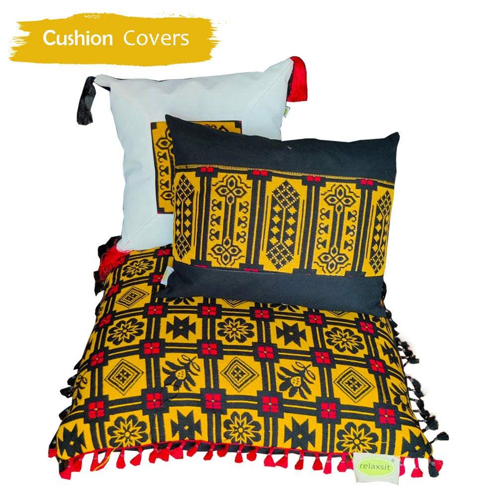 Set of 3 Traditional Pakistani Exports Quality Floor Cushion Covers Relaxsit