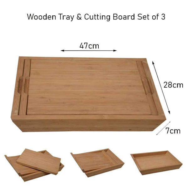 Set of 3, Wooden Tray Set Chopping Board Cutting Board -