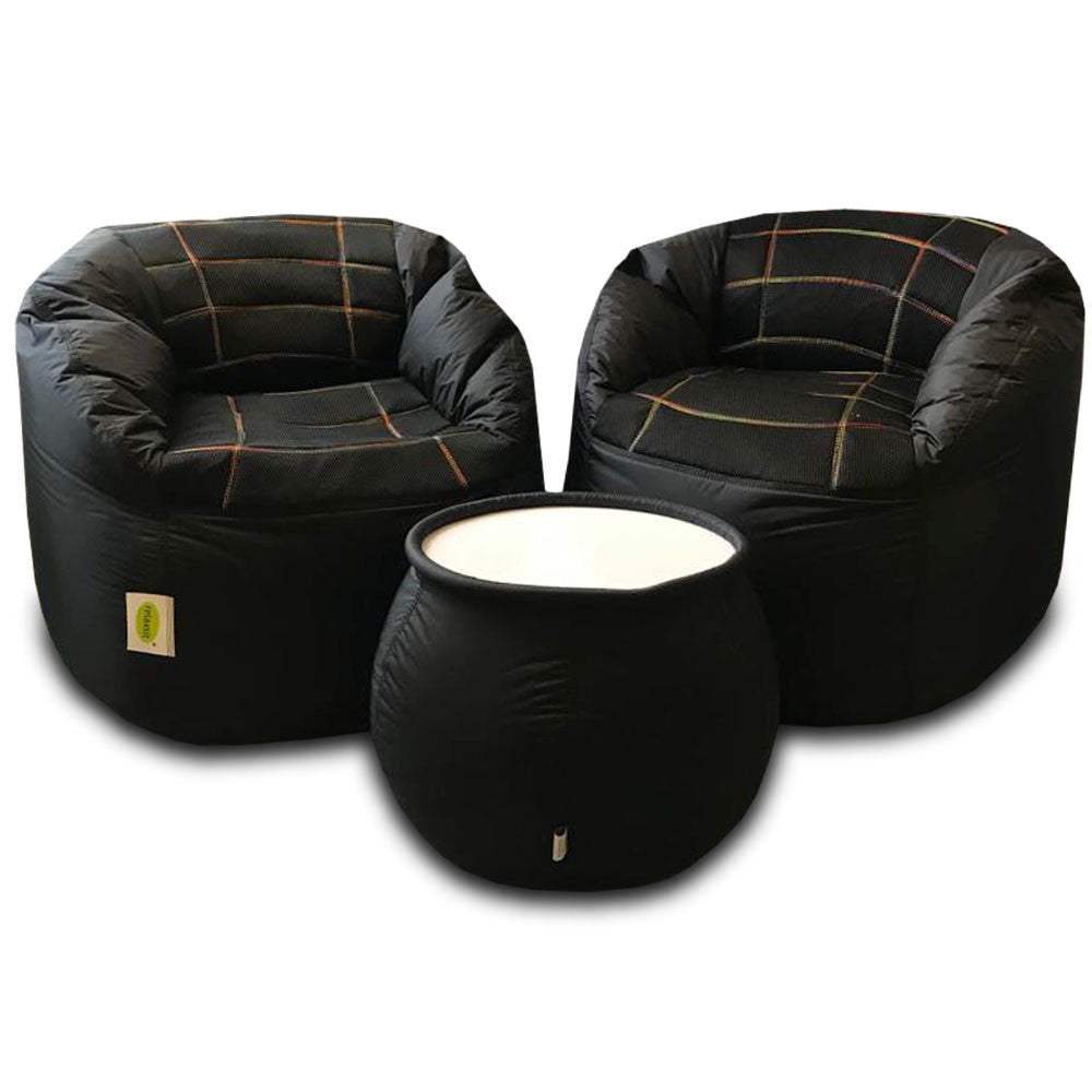 Set of 2 Fabric Sports Chair Bean Bag with stool - Relaxsit