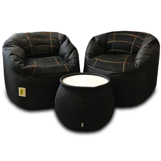 Set of 2 Fabric Sports Chair Bean Bag with stool - Relaxsit