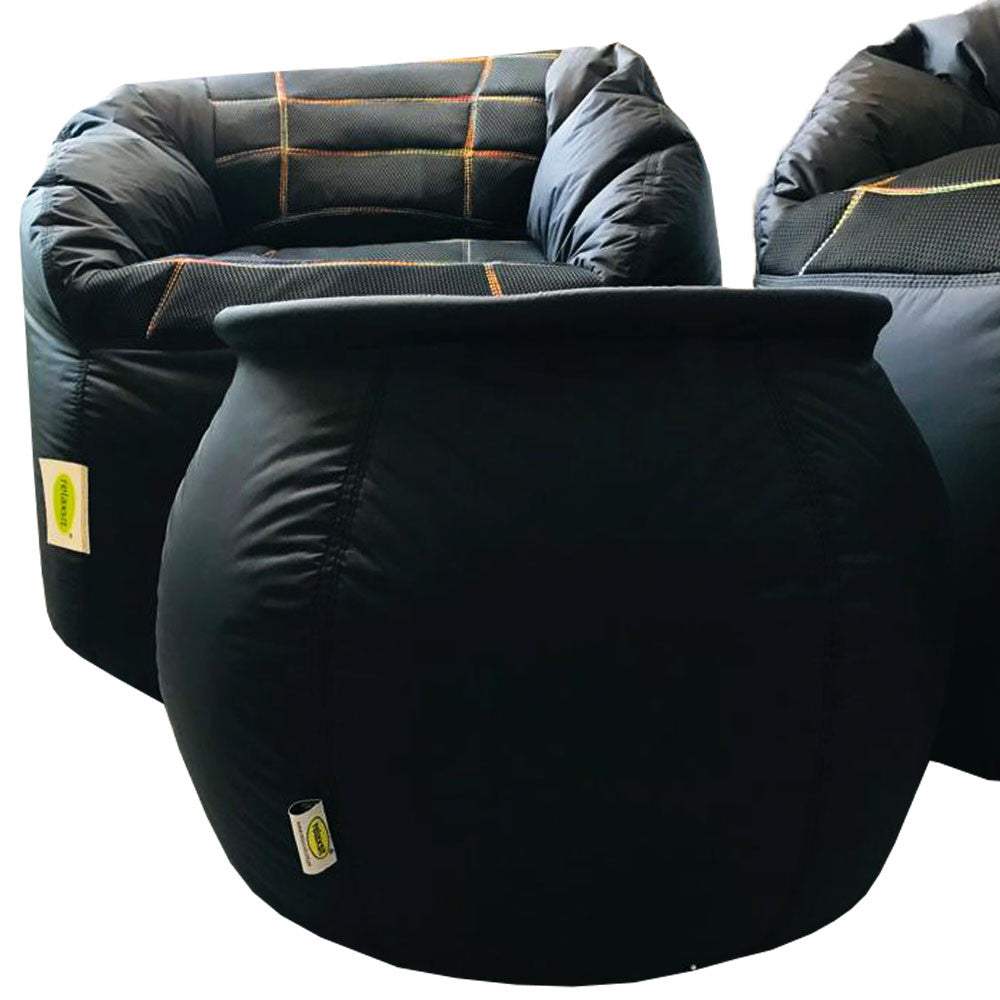 Set of 2 Fabric Sports Chair Bean Bag with stool - Relaxsit