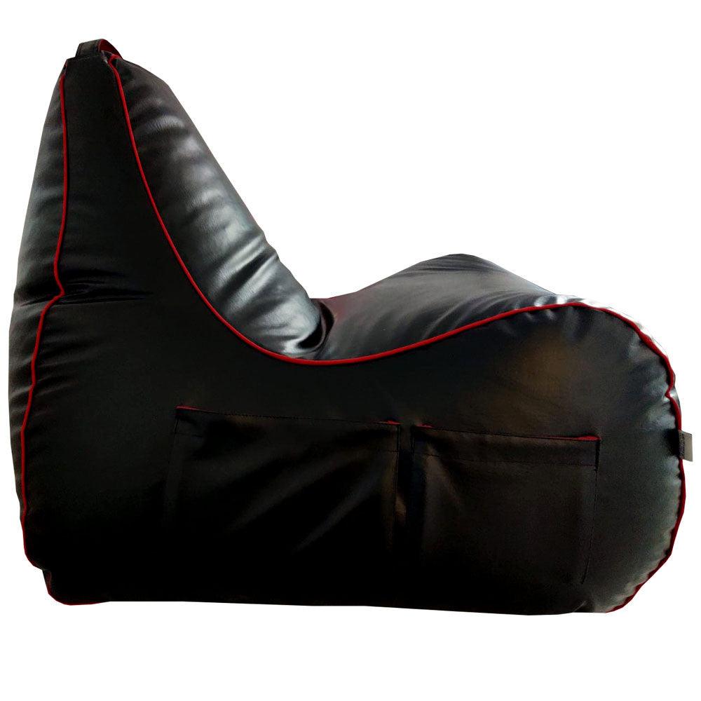 Relaxsit Gaming Chair Bean Bag – Leather Bean Bag Set for Adults with Foot Stool – Headset Holder and Side Pocket for Console -  - Relaxsit