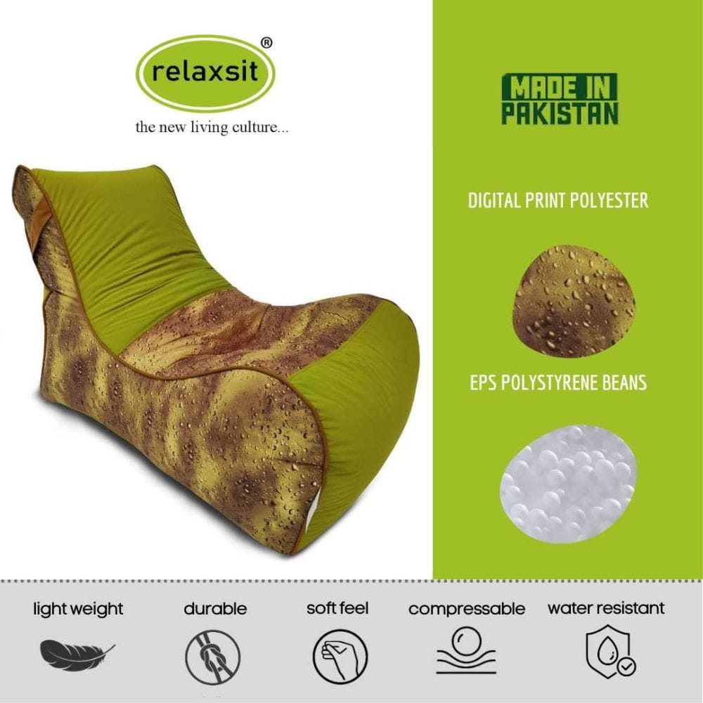 Digital Printed Large Lounger Bean Bag with Stool - Home Decor Chairs Matching Furniture grand sofa beans bag - Relaxsit