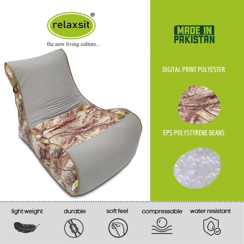 Digital Printed Large Lounger Bean Bag with Stool - Home Decor Chairs Matching Furniture grand sofa beans bag - Relaxsit
