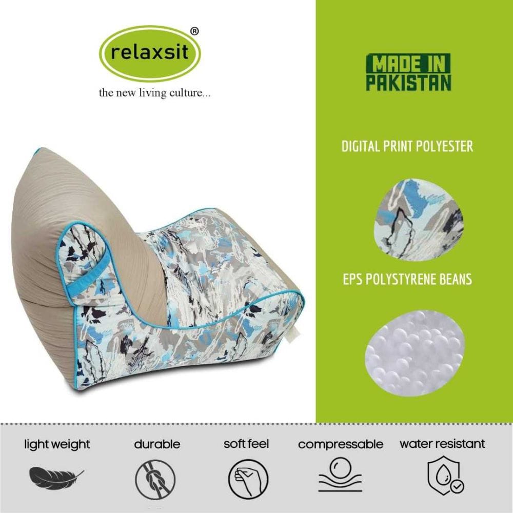 Digital Printed Large Lounger Bean Bag with Stool - Home Decor Chairs Matching Furniture grand sofa beans bag - Relaxsit