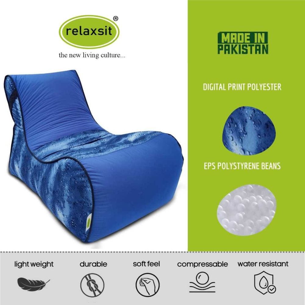 Digital Printed Large Lounger Bean Bag with Stool - Home Decor Chairs Matching Furniture grand sofa beans bag - Relaxsit