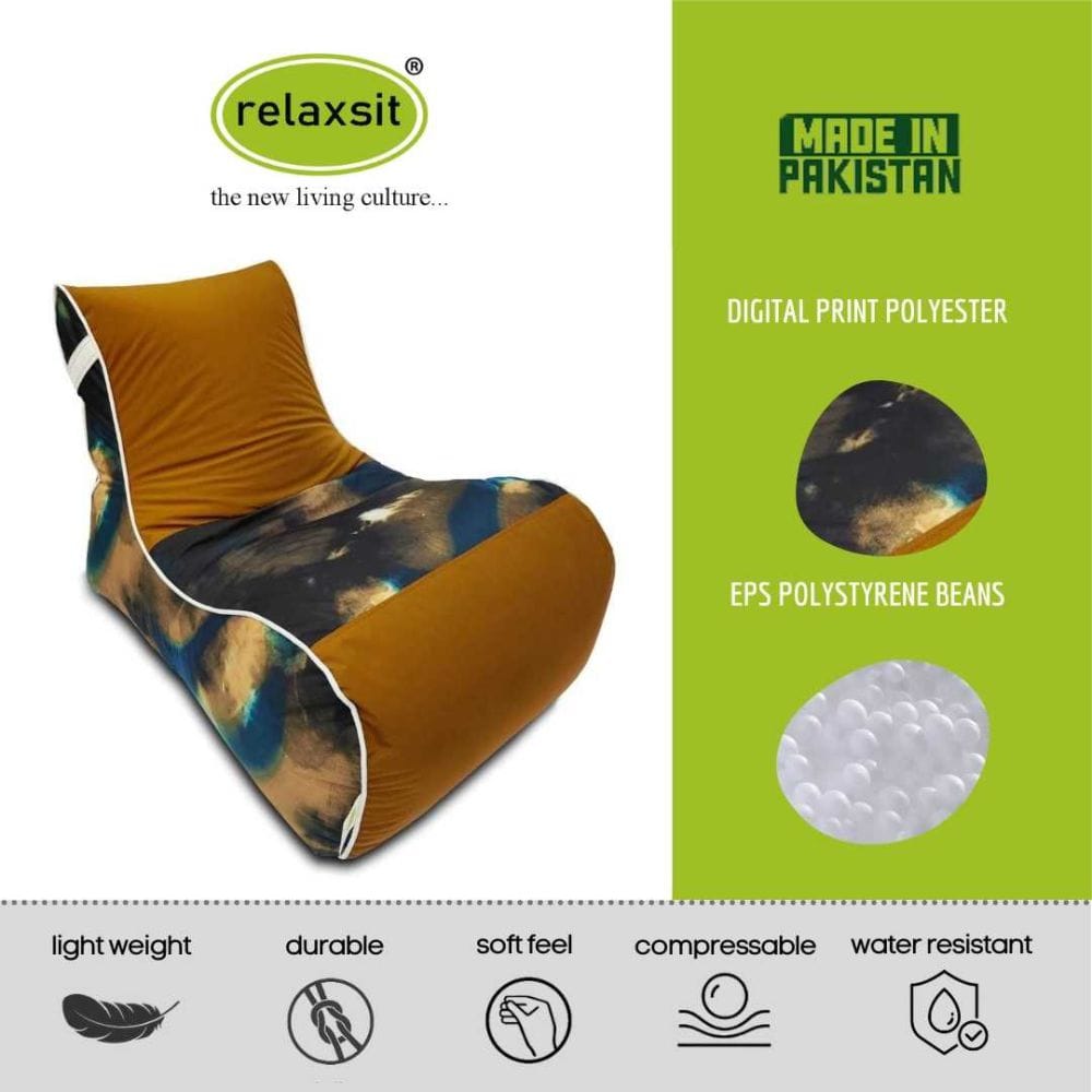 Digital Printed Large Lounger Bean Bag with Stool - Home Decor Chairs Matching Furniture grand sofa beans bag - Relaxsit