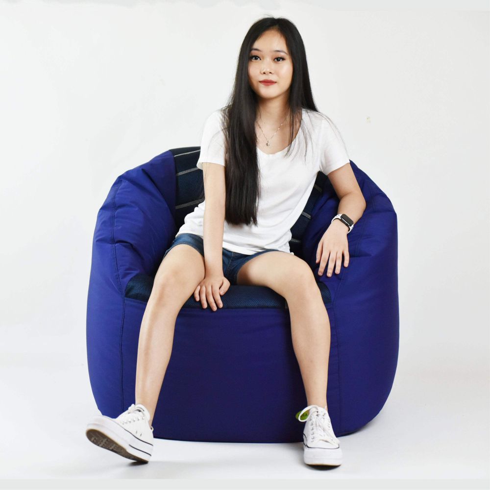 Set of 2 Fabric Sports Chair Bean Bag with stool - Relaxsit