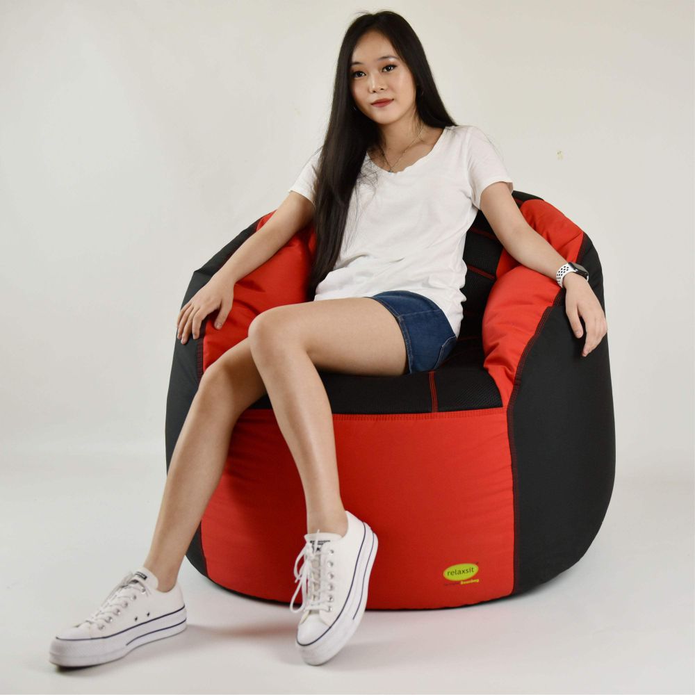 Set of 2 Fabric Sports Chair Bean Bag with stool - Relaxsit