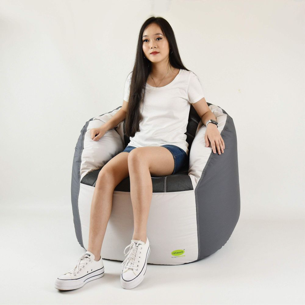 Set of 2 Fabric Sports Chair Bean Bag with stool - Relaxsit