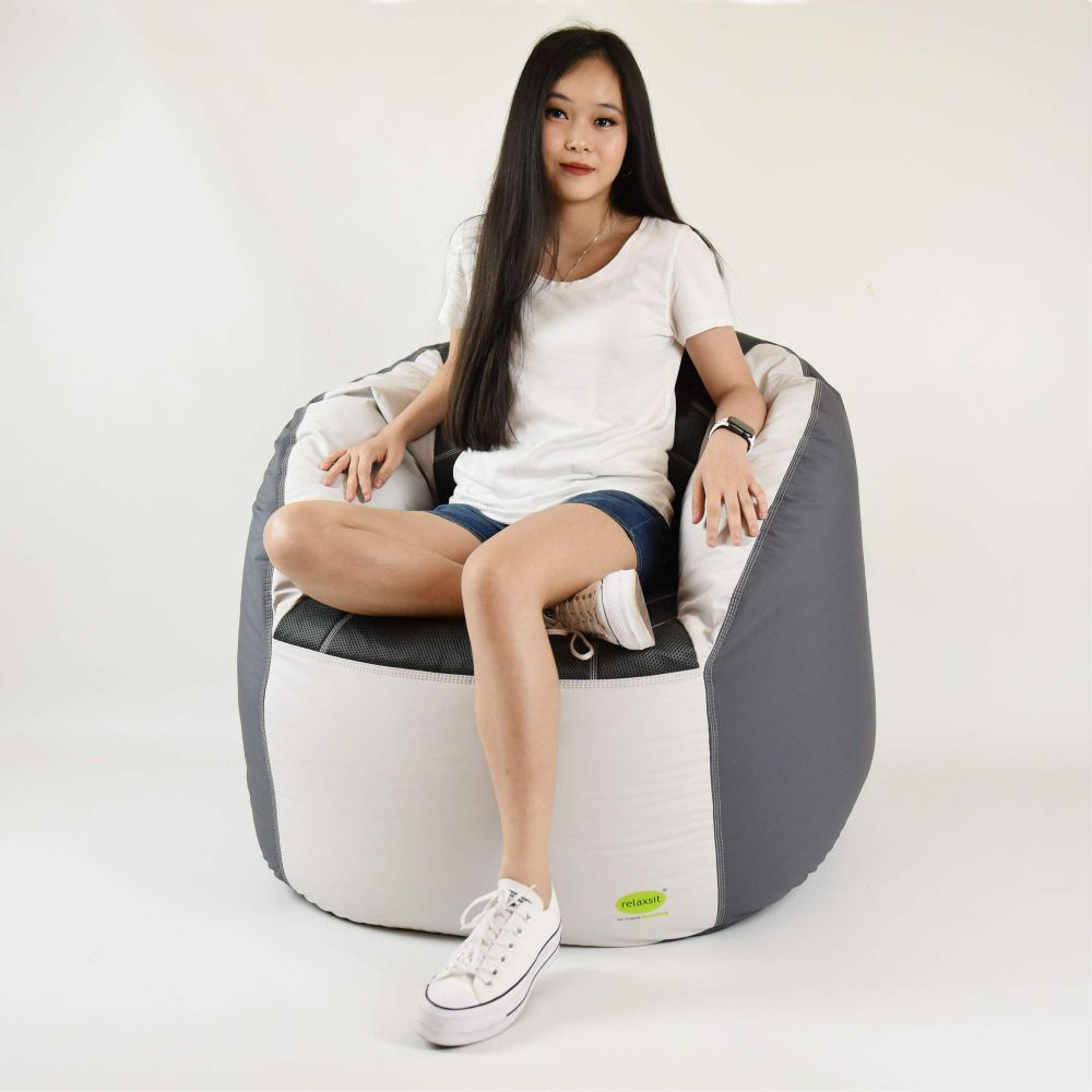 Set of 2 Fabric Sports Chair Bean Bag with stool - Relaxsit