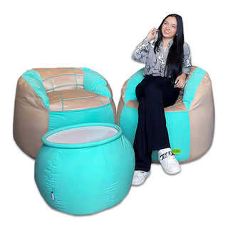 Set of 2 Fabric Sports Chair Bean Bag with stool