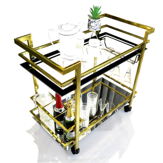 GLASGLOW Serving Trolley - serving cart size 30" x 16.5" x 28" Golden