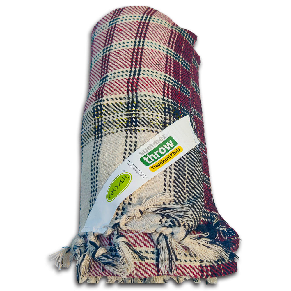 Cotton Summer Throw Kasuri khais Bed Throw Travel Blanket - relaxsit,.official