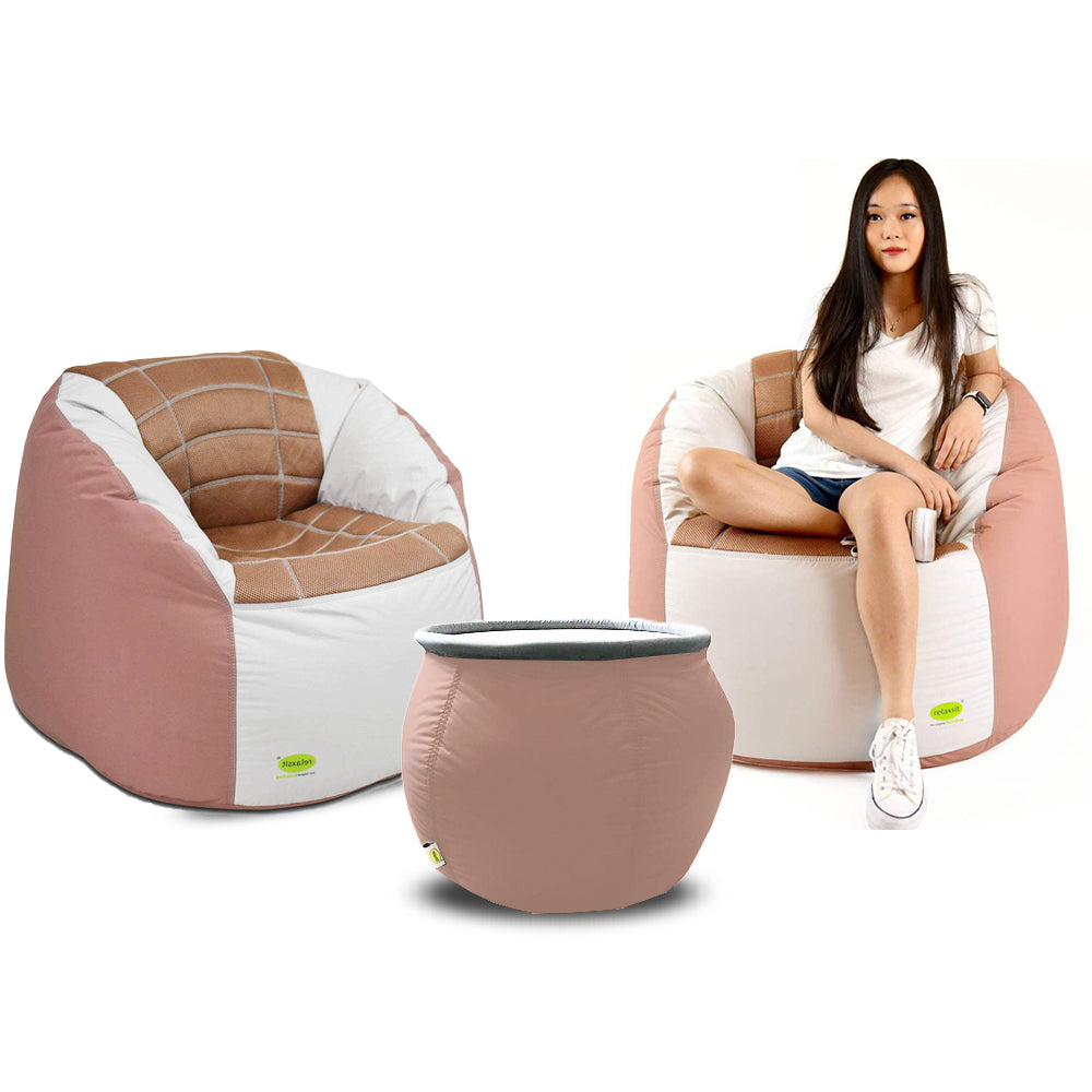 Set of 2 Fabric Sports Chair Bean Bag with stool - Relaxsit