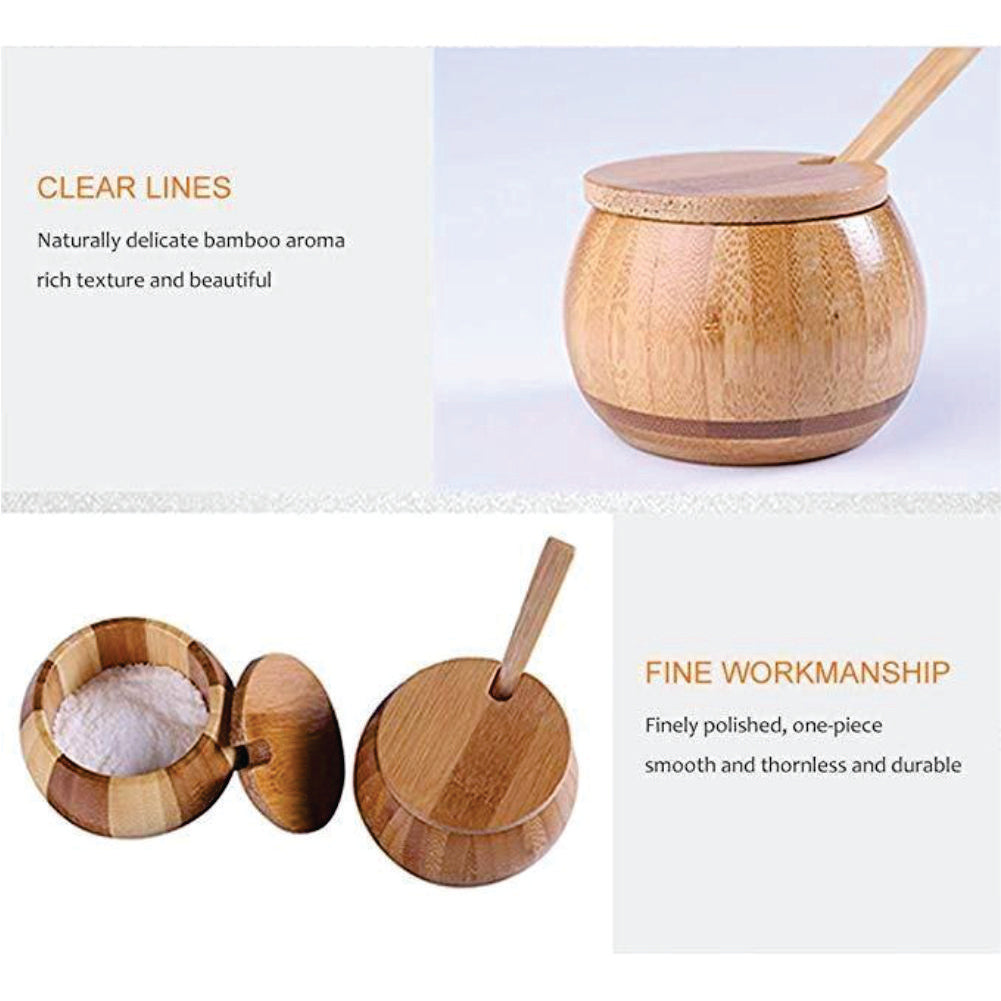 Bamboo Kitchen Ingredients Seasoning Salt Spice Jar