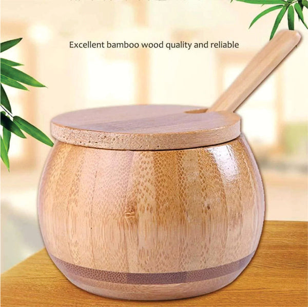 Bamboo Kitchen Ingredients Seasoning Salt Spice Jar