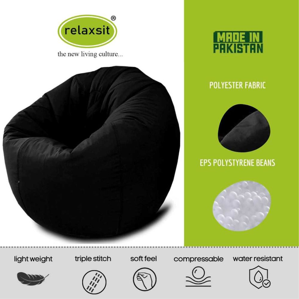 Puffy Plain Fabric Bean Bag Chair -  - Relaxsit