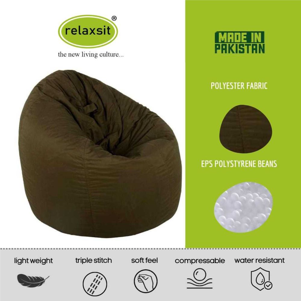 Puffy Plain Fabric Bean Bag Chair -  - Relaxsit