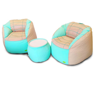 Set of 2 Fabric Sports Chair Bean Bag with stool - Relaxsit