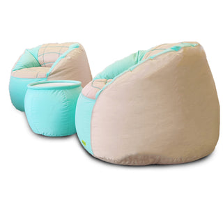 Set of 2 Fabric Sports Chair Bean Bag with stool - Relaxsit