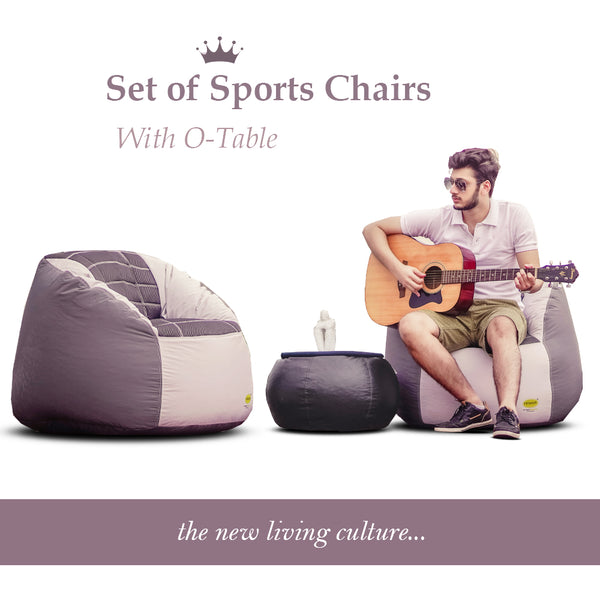 Set of 2 Fabric Sports Chair Bean Bag with stool - Relaxsit