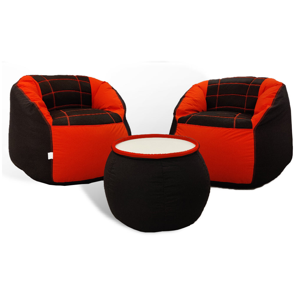 Set of 2 Fabric Sports Chair Bean Bag with stool - Relaxsit
