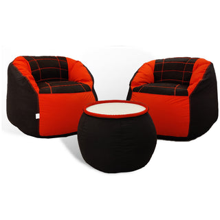Set of 2 Fabric Sports Chair Bean Bag with stool - Relaxsit