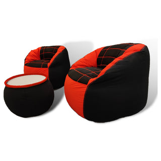 Set of 2 Fabric Sports Chair Bean Bag with stool - Relaxsit