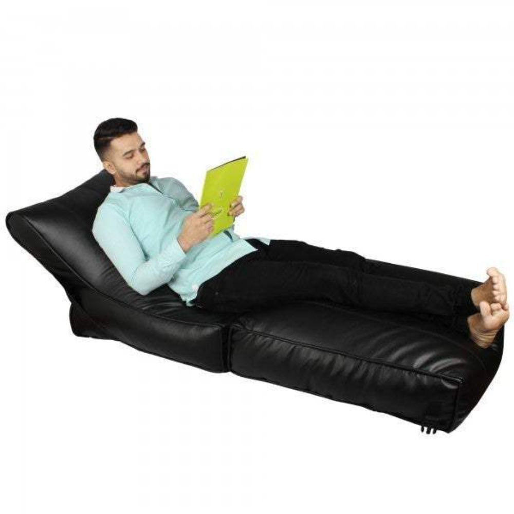 Wallow Flip-Out Lounger Leather Bean Bag Bed Chair Sofa - Relaxsit
