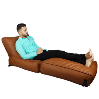 Wallow Flip-Out Lounger Leather Bean Bag Bed Chair Sofa - Relaxsit