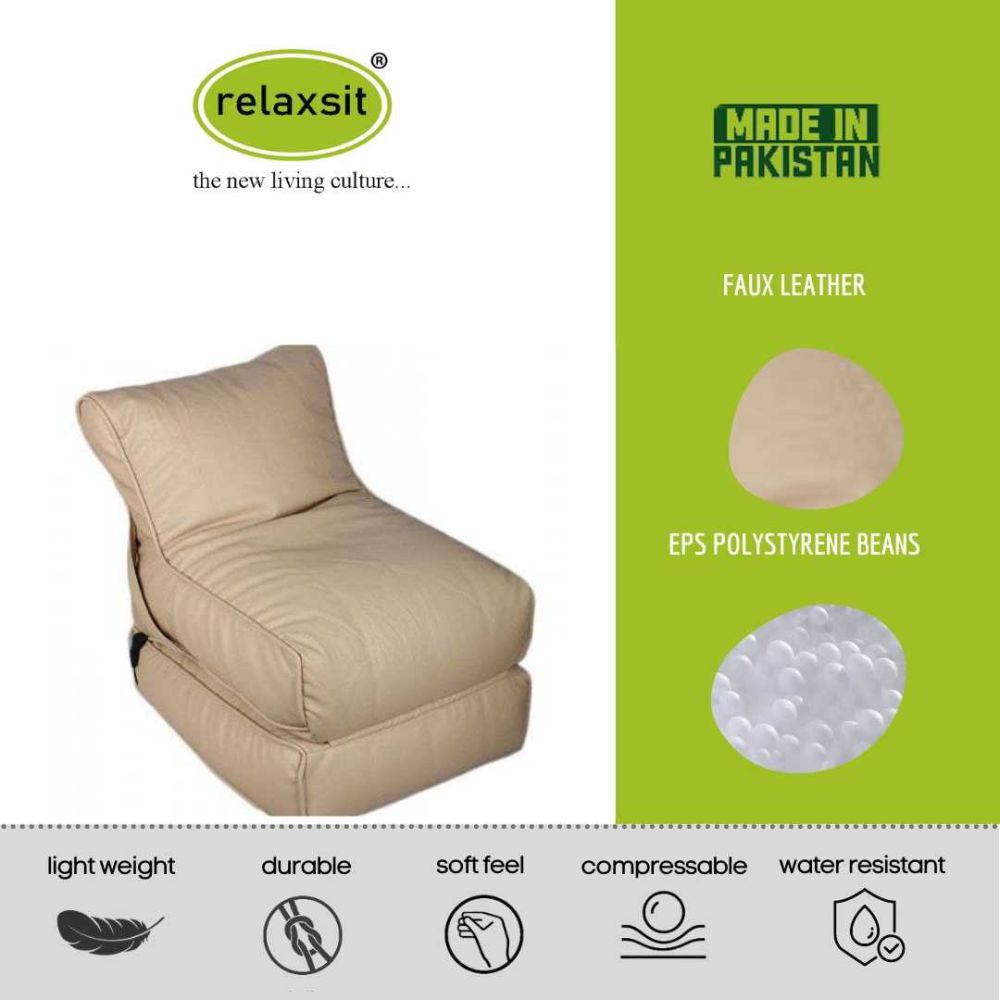 Wallow Flip-Out Lounger Leather Bean Bag Bed Chair Sofa - Relaxsit