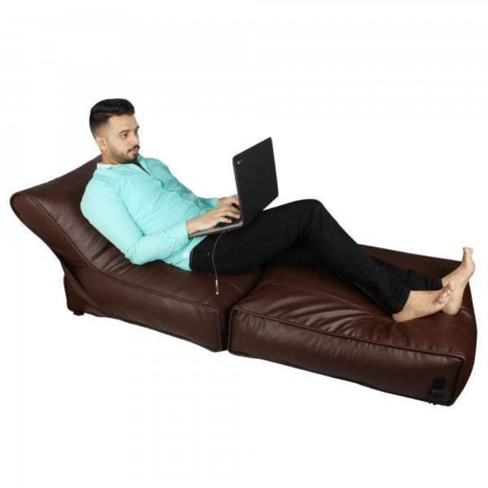 Wallow Flip-Out Lounger Leather Bean Bag Bed Chair Sofa - Relaxsit