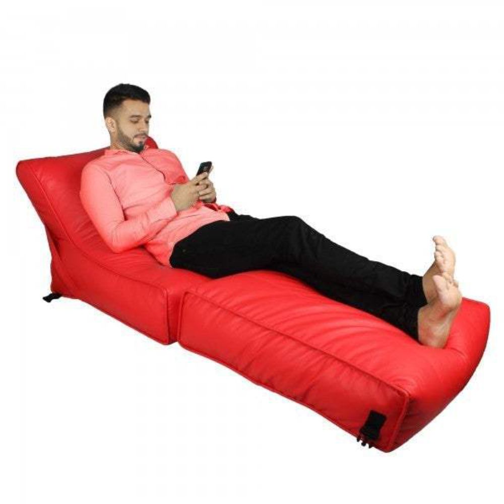 Wallow Flip-Out Lounger Leather Bean Bag Bed Chair Sofa - Relaxsit