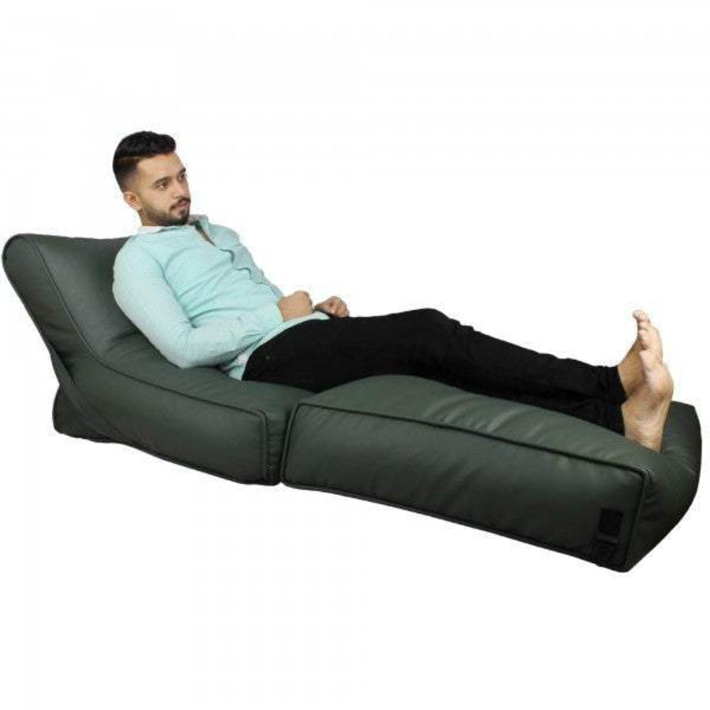Wallow Flip-Out Lounger Leather Bean Bag Bed Chair Sofa - Relaxsit