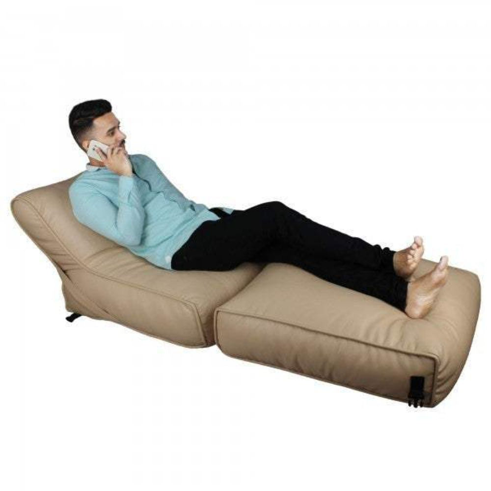 Wallow Flip-Out Lounger Leather Bean Bag Bed Chair Sofa - Relaxsit