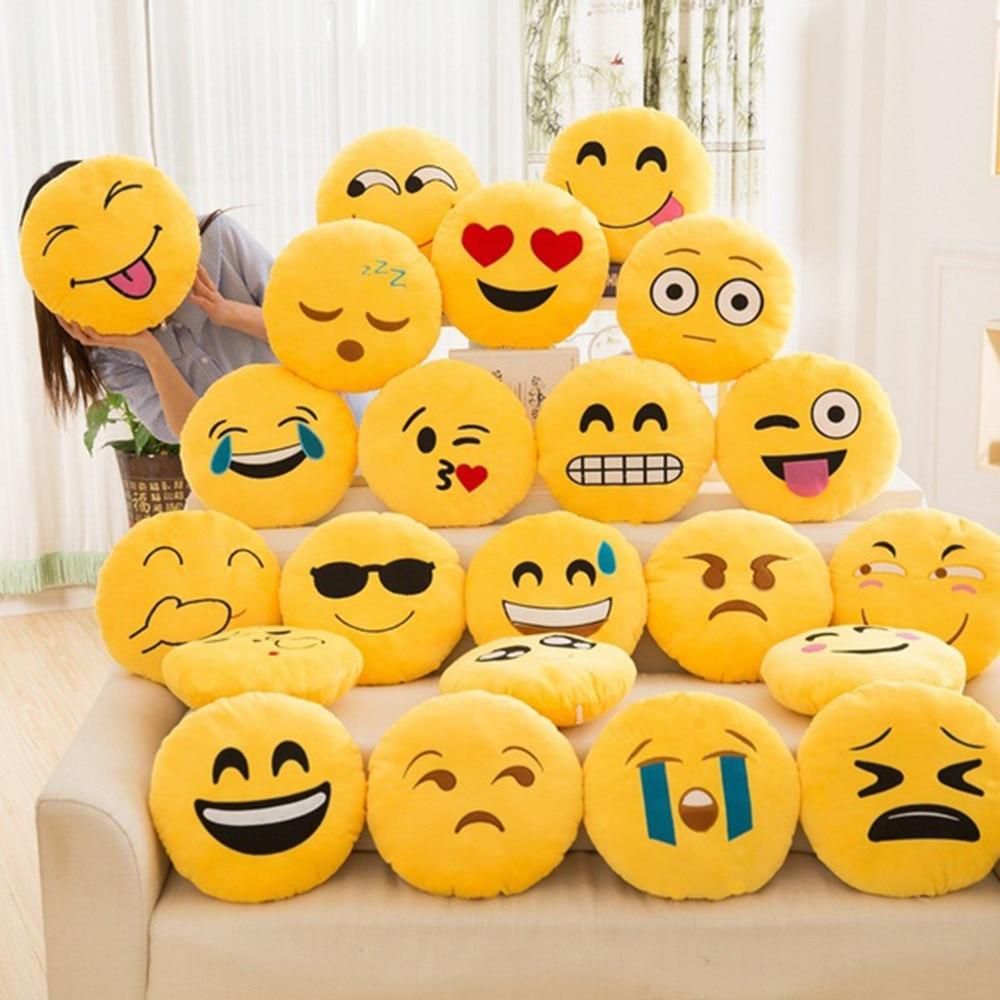 Pack of 5 Assorted Emoji Soft Pillows Stuffed Cushions Round Home Decor Pillows Relaxsit